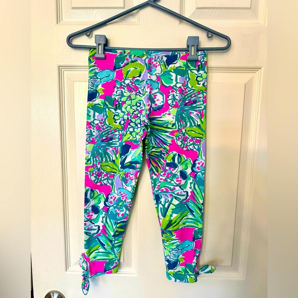 EXCELLENT COND Lilly Pulitzer Maia Tropical Print kids girls leggings LARGE 8/10